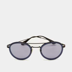 Pre Owned Prada Blue/Black SPR 56X Round Sunglasses
