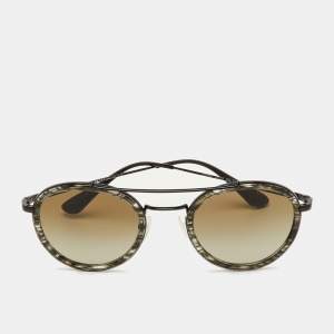 Pre Owned Prada Black Gradient SPR 56X Round Sunglasses