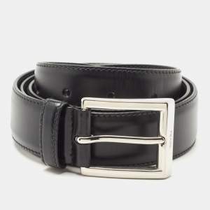 Prada Black Leather Buckle Belt 95CM