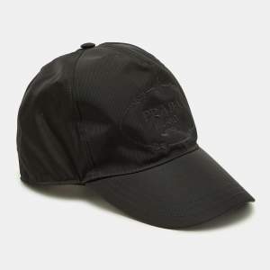 Prada Black Logo Embroidered Polyamide Baseball Cap S