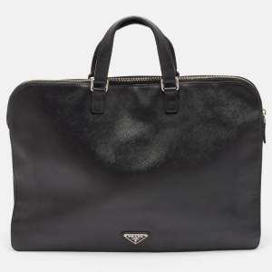 Prada Black Saffiano Leather Briefcase Laptop Bag