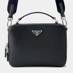 Prada Black Leather Saffiano Leather Shoulder Bag