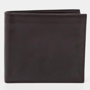 Prada Dark Brown Vitello Sport Leather Bifold Wallet