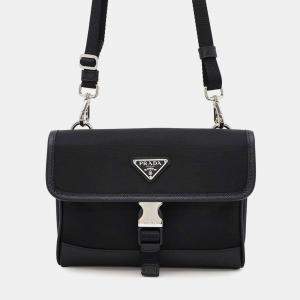 Prada Black Nylon and Saffiano Leather Smartphone Case Bag