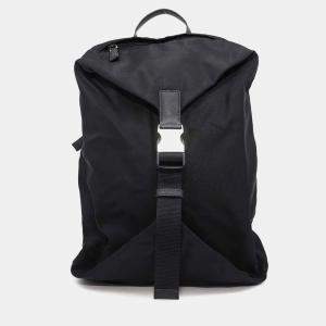 Prada Black Nylon Re-Nylon Xsaffiano Leather Backpack 