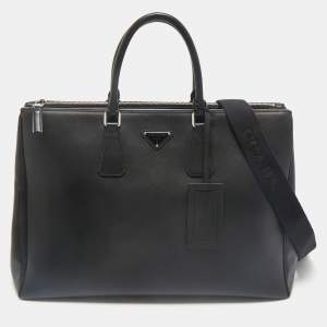 Prada Black Saffiano Lux Leather Galleria Tote