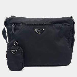Pre Owned Prada Black Nylon Re-Nylon Crossbody Bag