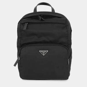 Pre Owned Prada Re-Nylon X Saffiano Leather Backpack Black Nylon Leather