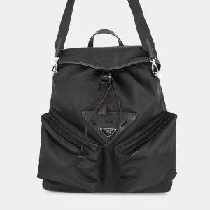مملوكة مسبقًا Prada Re-Nylon Xleather Backpack Black Nylon Leather Size Black