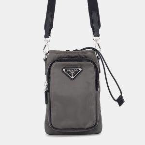 Pre Owned Prada Re-Nylon Smartphone Case Small Forest Green Nylon Leather Crossbody Bag