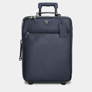 Pre Owned Prada 2VQ004 Navy Saffiano Leather Travel Bag