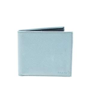 Prada Blue Saffiano Lux Leather Bifold Wallet