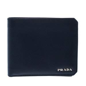 Prada Navy Blue Saffiano Leather Bifold Wallet