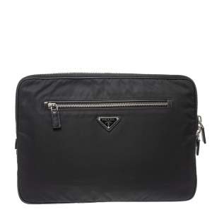 Prada Black Nylon Zip Document Pouch