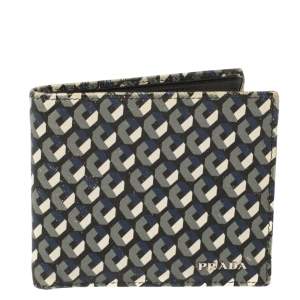 Prada Muliticolor Octagon Print Leather Bifold Wallet