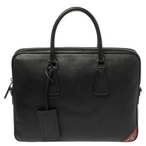 Prada Black Saffiano Leather Briefcase Laptop Bag