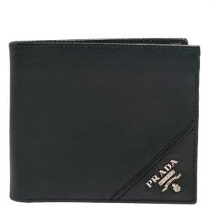 Prada Green Saffiano Lux Leather Bifold Wallet