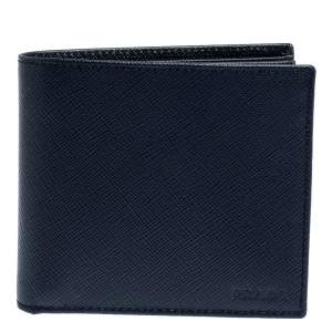 Prada Navy Blue Saffiano Lux Leather Bifold Wallet