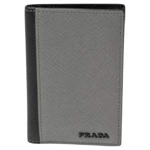Prada Grey/Black Saffiano Leather Card Holder