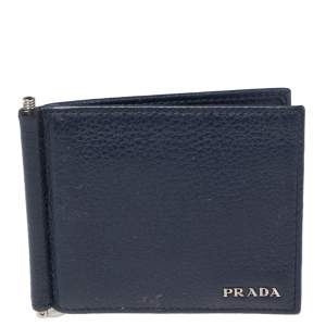 Prada Blue Leather Bifold Wallet