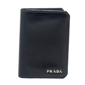 Prada Black Saffiano Lux Leather Bi-fold Card Holder