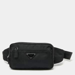 Prada Black Nylon Logo Belt Bag