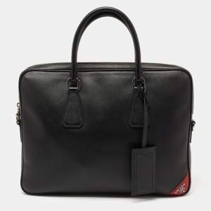 Prada Black Saffiano Lux Leather Laptop Briefcase Bag