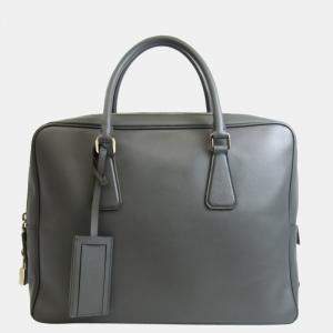 Prada Grey Saffiano Leather Briefcase