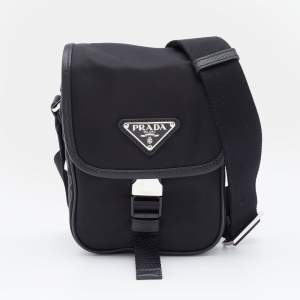 Prada Black Re-Nylon And Saffiano Leather Shoulder Bag