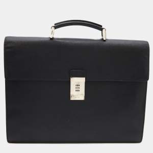 Prada Black Leather Business Briefcase