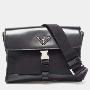 Prada Black Re-Nylon And Leather Shoulder Bag