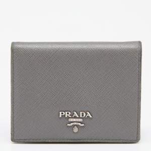 Prada Grey Saffiano Leather Bifold Card Case