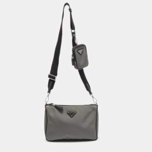 Prada Grey/Black Nylon Crossbody Bag