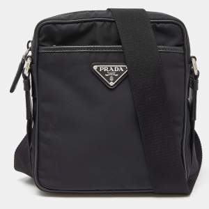 Prada Black Re-Nylon & Saffiano Leather Shoulder Bag