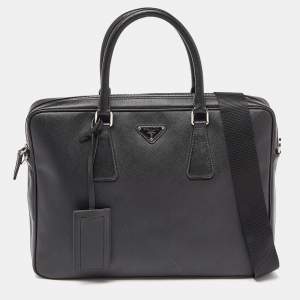 Prada Black Saffiano Lux Leather Briefcase Laptop Bag