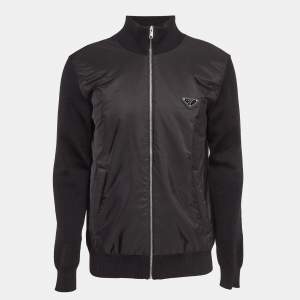 Prada Black Triangle Logo Re-Nylon and Knit Jacket XL