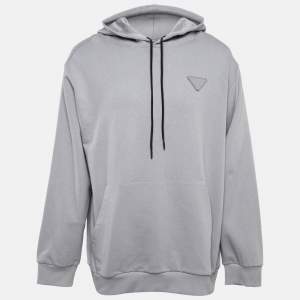 Prada Grey Printed Cotton Knit Hoodie Jacket M