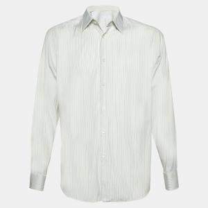 Prada White Striped Cotton Long Sleeve Shirt M