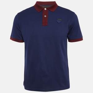 Prada Navy Blue Pique Cotton Polo T-Shirt M