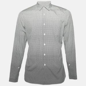 Prada Monochrome Printed Cotton Long Sleeve Shirt M