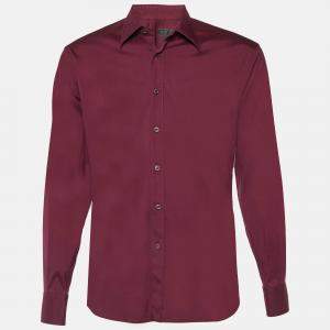 Prada Burgundy Stretch Cotton Long Sleeve Shirt M