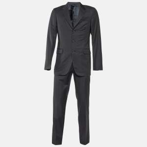 Prada Charcoal Grey Pinstriped Wool Tailored Suit M