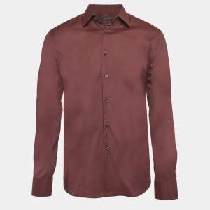 Prada Burgundy Cotton Button Front Shirt L
