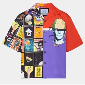 Prada Multicolor Printed Cotton Double Match Bowling Shirt M