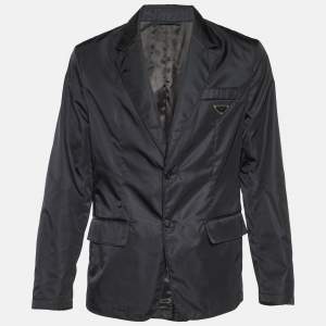 Prada Black Re-Nylon Single Breasted Blazer XL