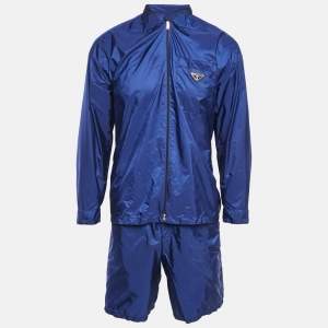 Prada Blue Logo Triangle Re-Nylon Shirt and Shorts Set M