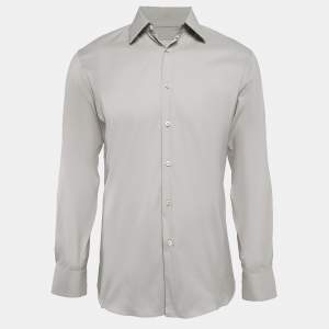 Prada Grey Stretch Cotton Button Front Shirt M