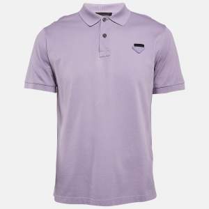 Prada Purple Cotton Pique Polo T-Shirt L
