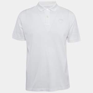Prada White Cotton Pique Polo T-Shirt L