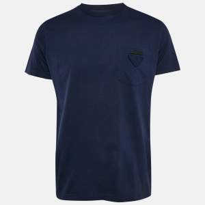 Prada Navy Blue Jersey Crew Neck T-Shirt XL